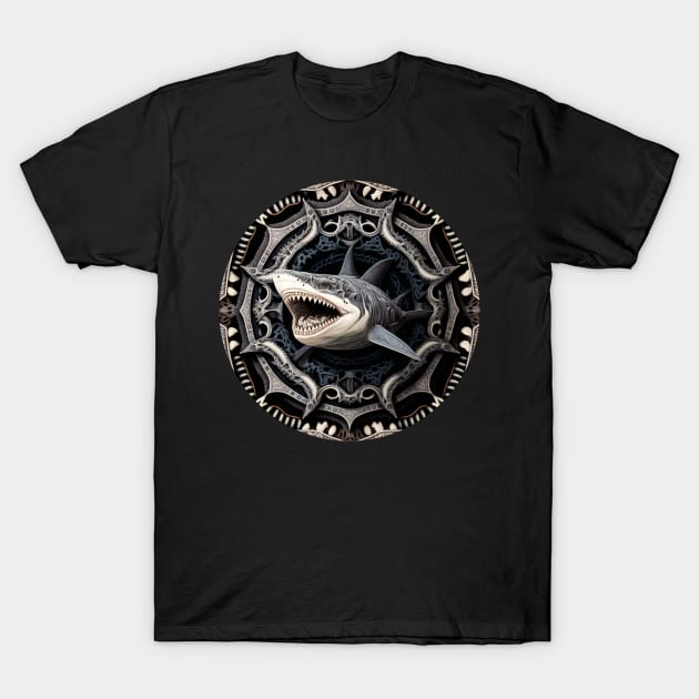 Fierce Roaring Shark Face | Bold Ocean Predator Tee T-Shirt by JojoArtEvo